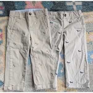 Janie and Jack Embroidered Dog Pants/Khakis Bundle - Boys 2T